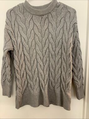 Philosophy Light Gray Cable Knit Crewneck Sweater